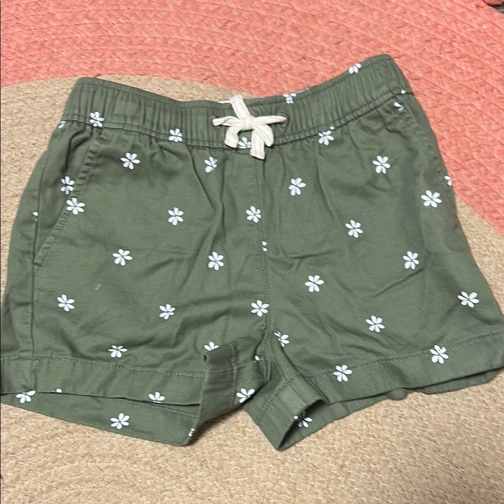 Crewcuts Green and White Floral Shorts with Elastic Waistband